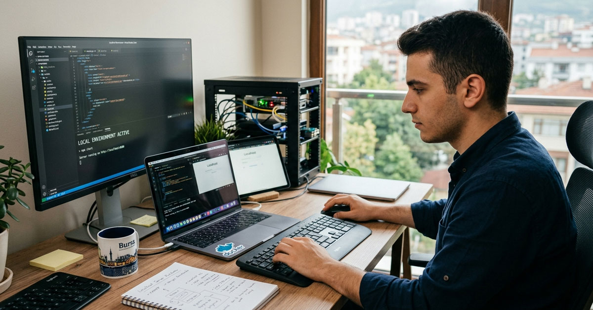 Localhost server kurulumu ve geliştirme ortamı hazırlama görseli.