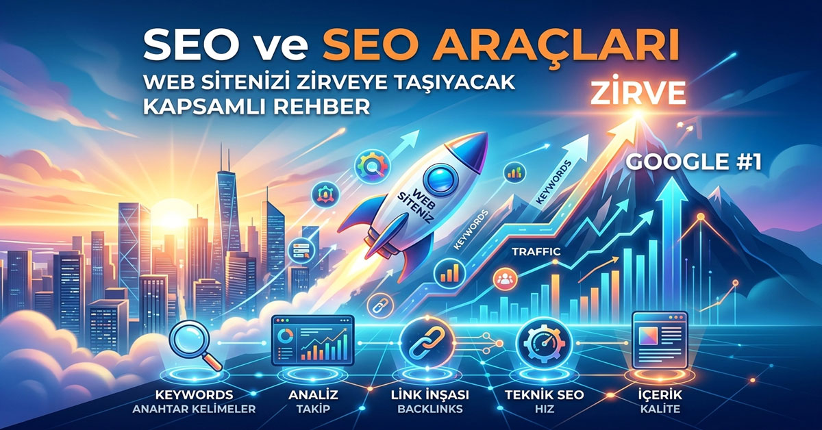 SEO ve SEO araçları kullanım rehberi infografiği.