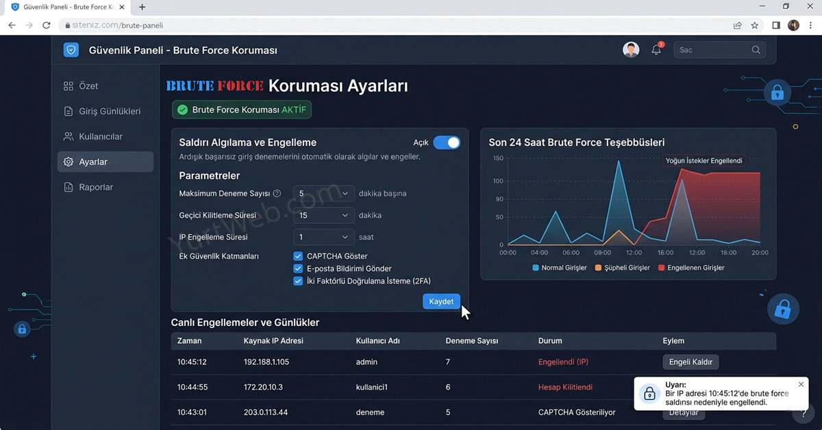 Bir bilgisayar ekranında kilit simgesi ve 