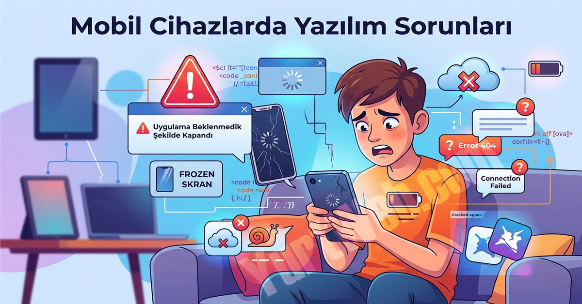 Mobil Cihazlar Genelinde Yaşanan Yazılım Sorunları şeması.