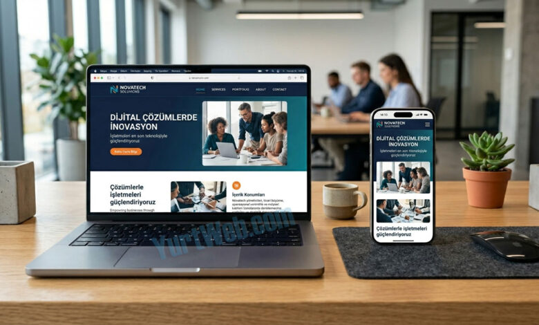 Farklı cihazlarda mükemmel görünen mobil uyumlu web sitesi tasarımı.